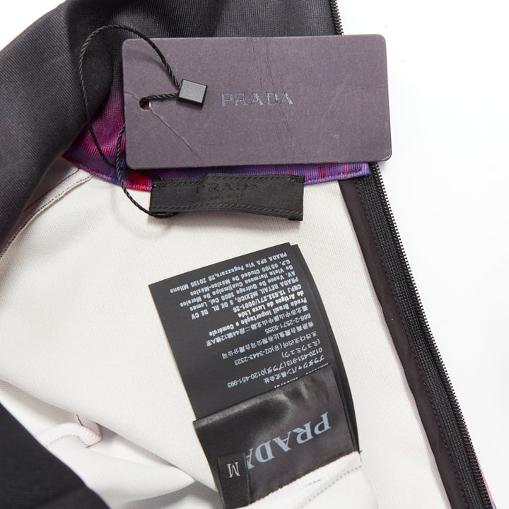 PRADA 2019  Runway purple psychedelic graphic print neoprene mock neck top M