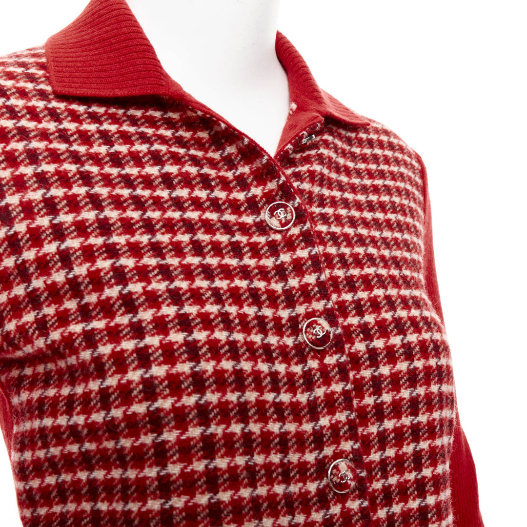 CHANEL 24N red beige cashmere blend CC applique cardigan FR34 XS GDragon