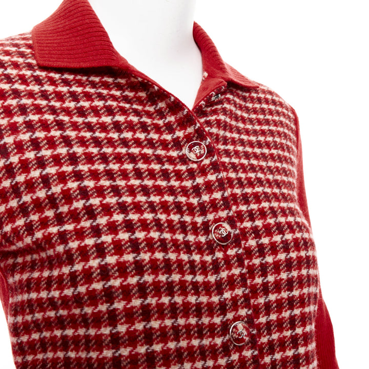 CHANEL 24N red beige cashmere blend CC applique cardigan FR34 XS GDragon