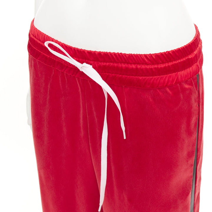 AMIRI 2018 leather trimmed washed silk side stripe drawstring trousers IT40 S