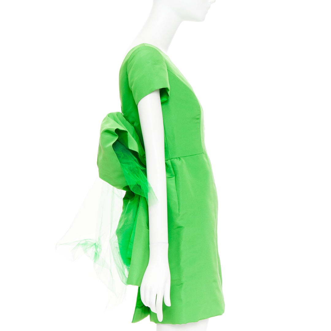 ISAAC MIZRAHI 1990's Vintage green silk tulle giant bow cocktail dress US2 S