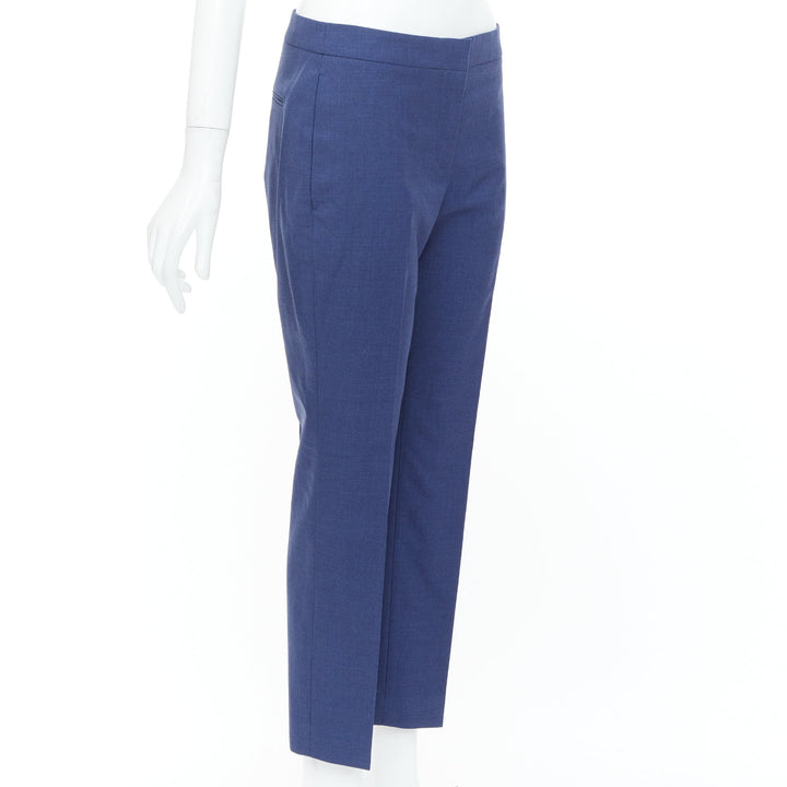 ALEXANDER MCQUEEN 2021 blue mid rise smart straight leg tailored pants IT40 S