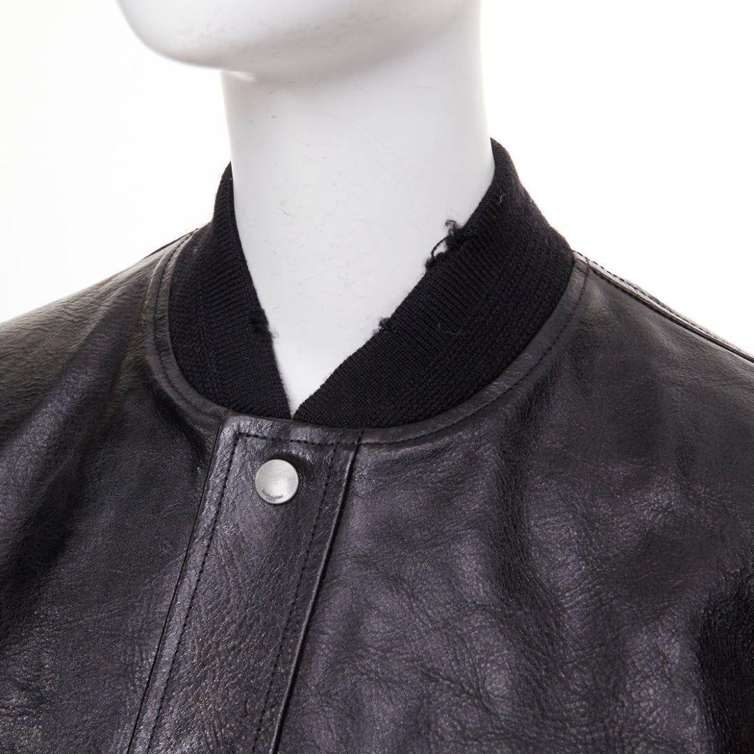 SAINT LAURENT 2017 Heaven ethnic embroidered sleeves calf leather bomber FR38 M