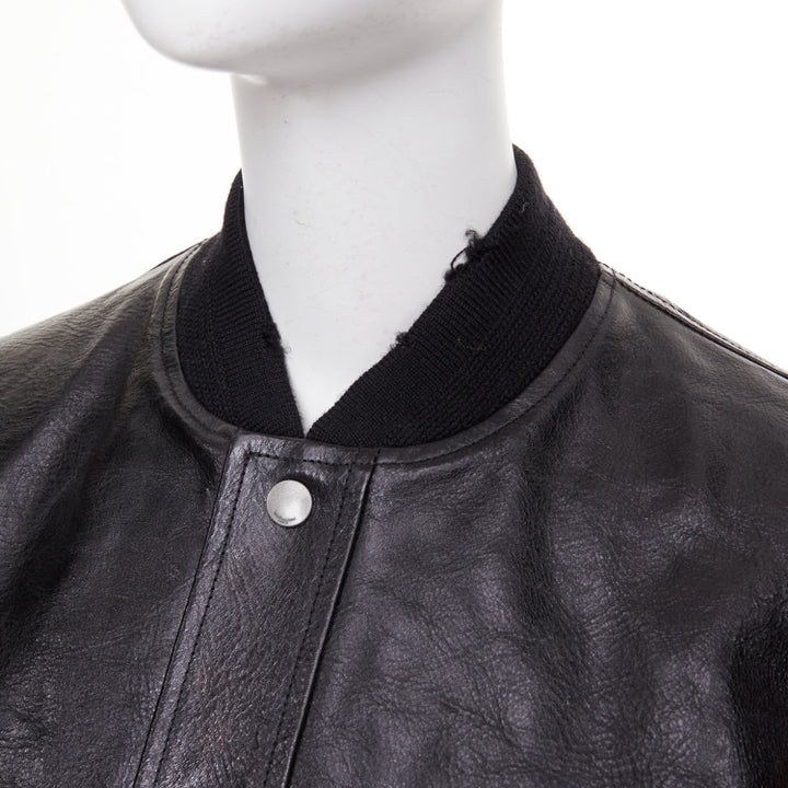 SAINT LAURENT 2017 Heaven ethnic embroidered sleeves calf leather bomber FR38 M