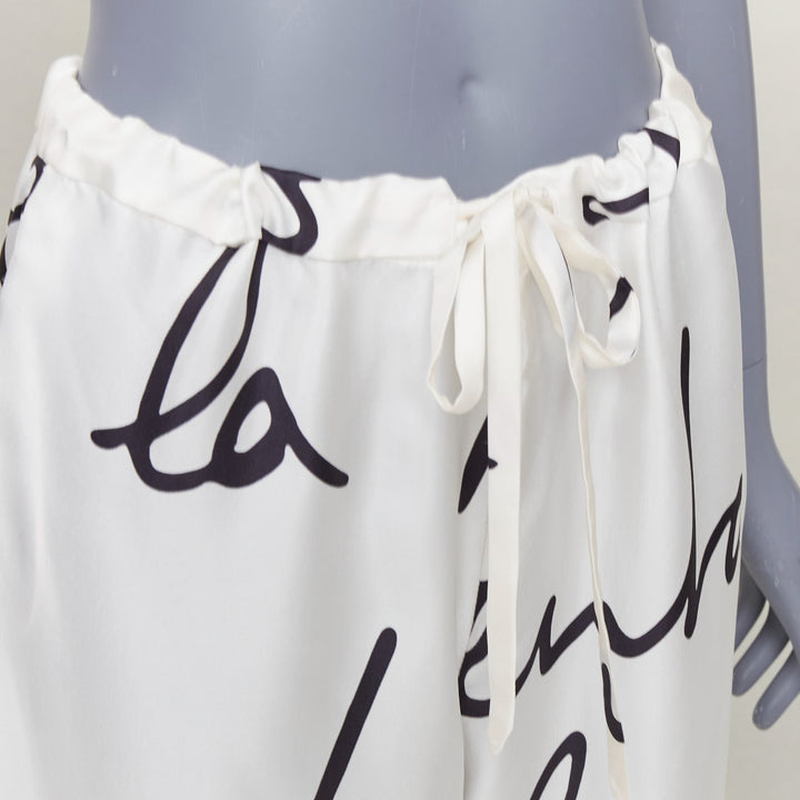 OSCAR DE LA RENTA 2021 100% silk white black graffiti tapered pants XS