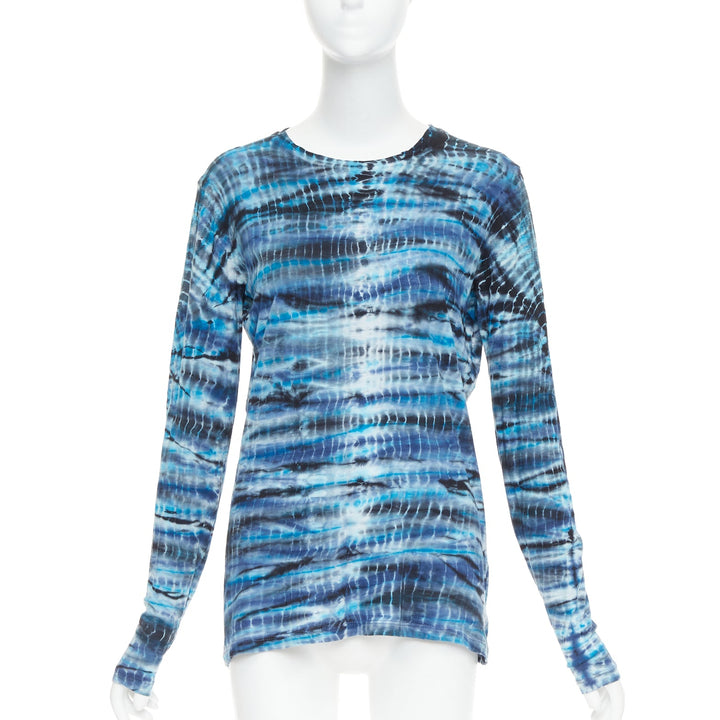 PROENZA SCHOULER Signature blue tie dye cotton long sleeve crew top M