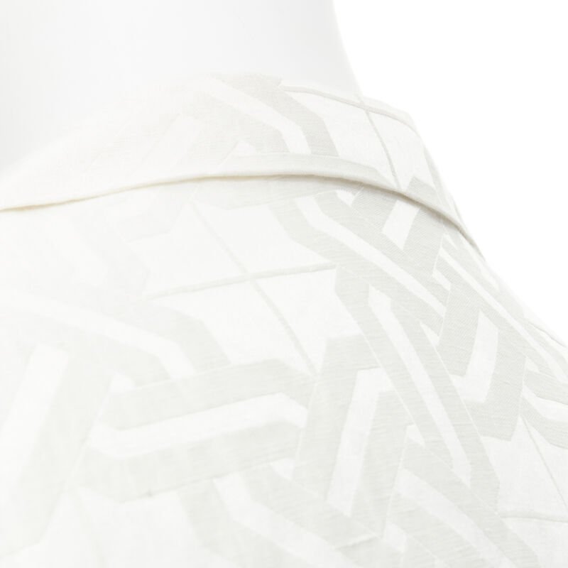 HAIDER ACKERMANN white geometric jacquard linen silk belted robe shirt FR36 XS