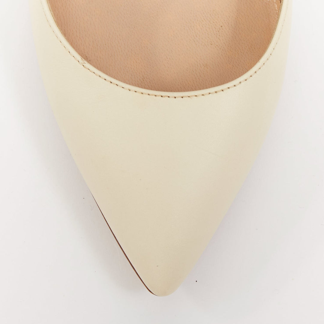 VALENTINO Soul Rockstud cream leather micro gold stud stiletto pumps EU37