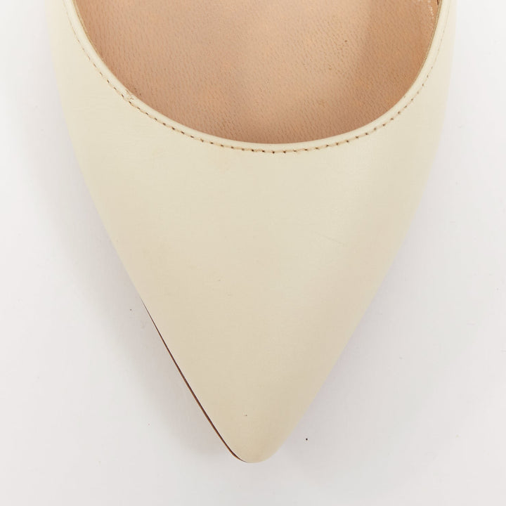 VALENTINO Soul Rockstud cream leather micro gold stud stiletto pumps EU37