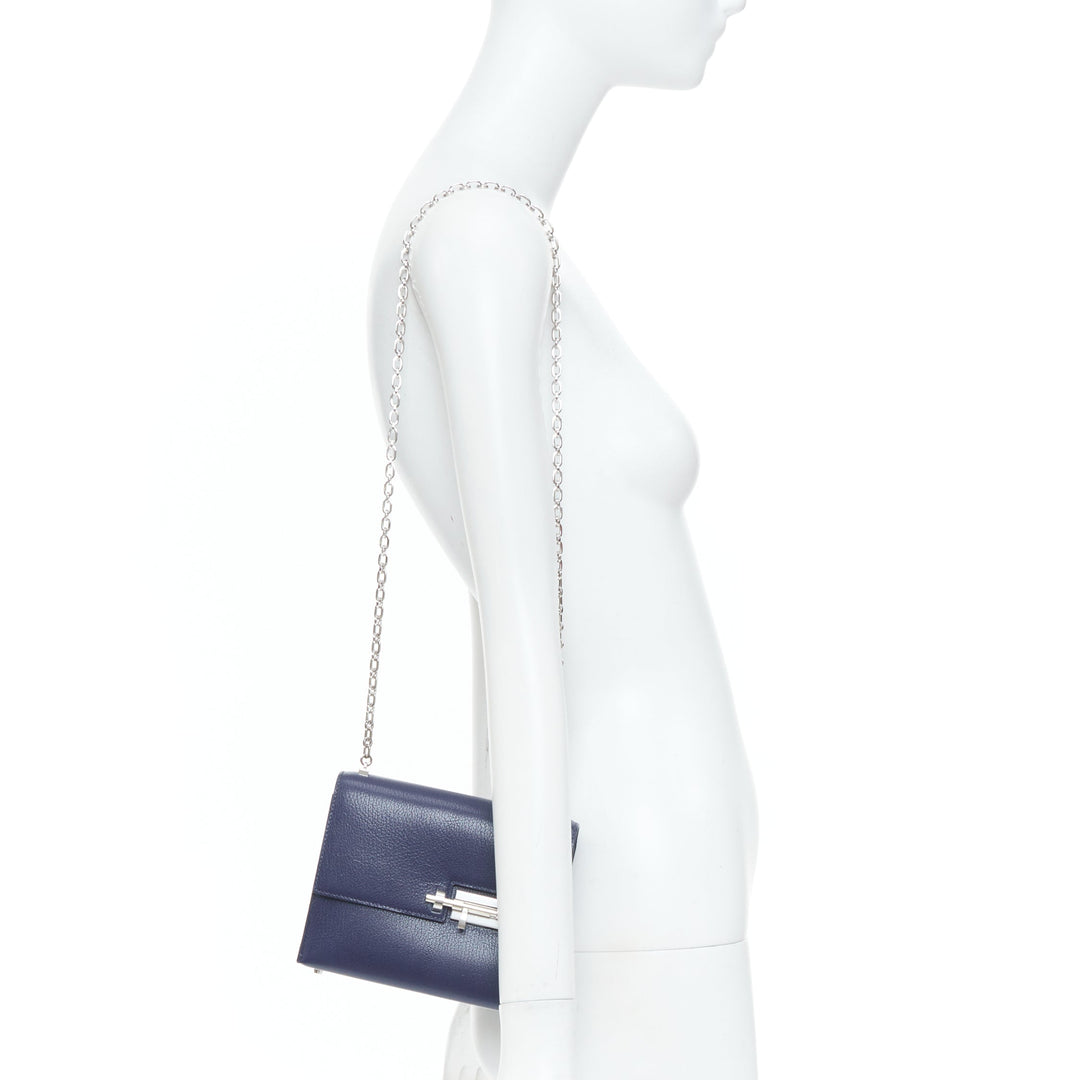 HERMES Runway Verrou Chaine Mini deep blue chevre leather shoulder handbag bag