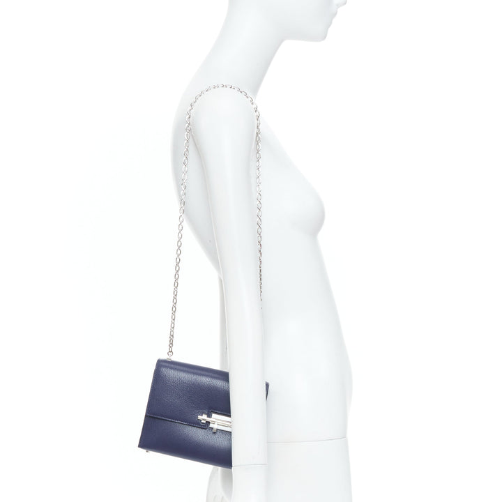 HERMES Runway Verrou Chaine Mini deep blue chevre leather shoulder handbag bag