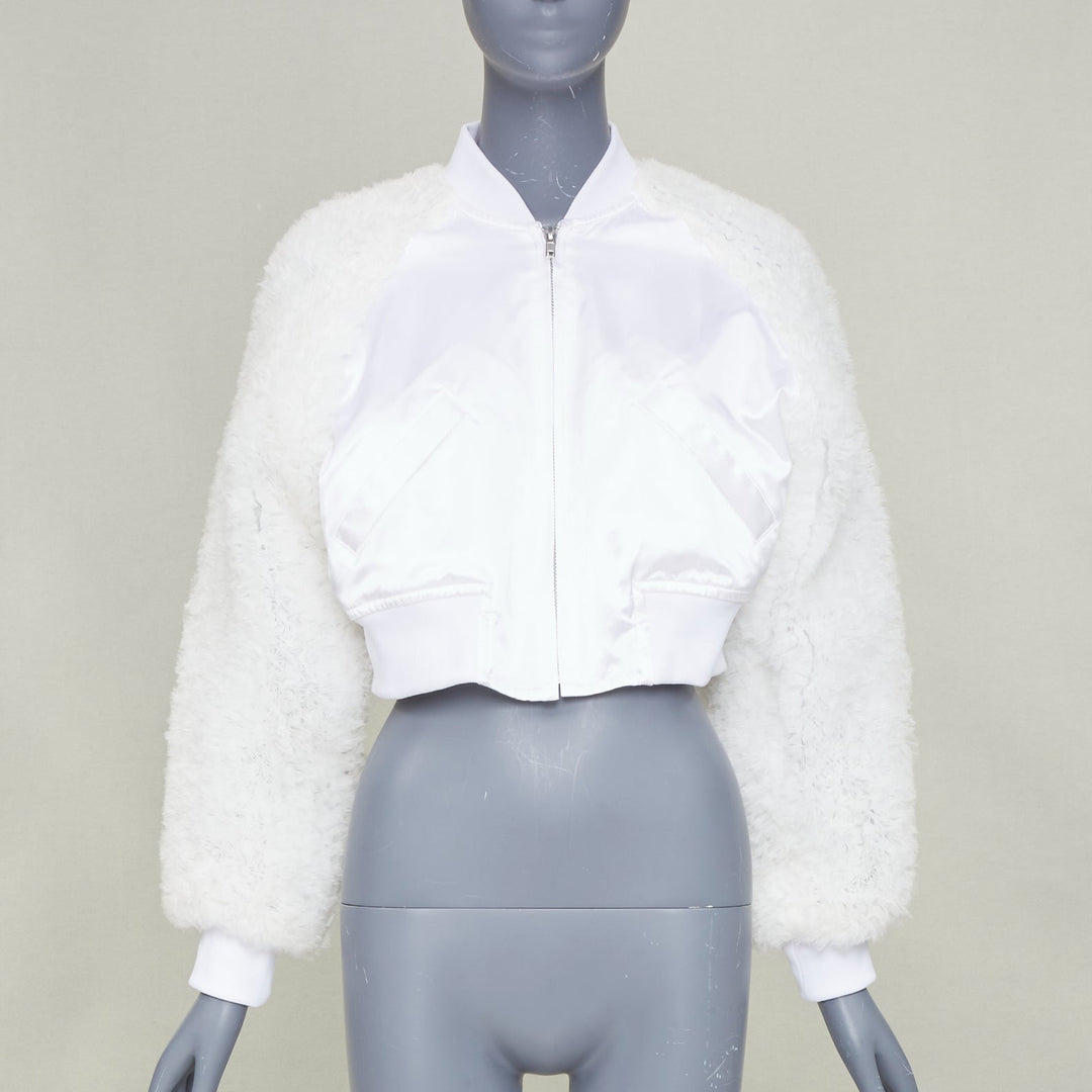 COMME DES GARCONS GIRL 2022 white tulle ruffle sleeve satin cropped jacket M