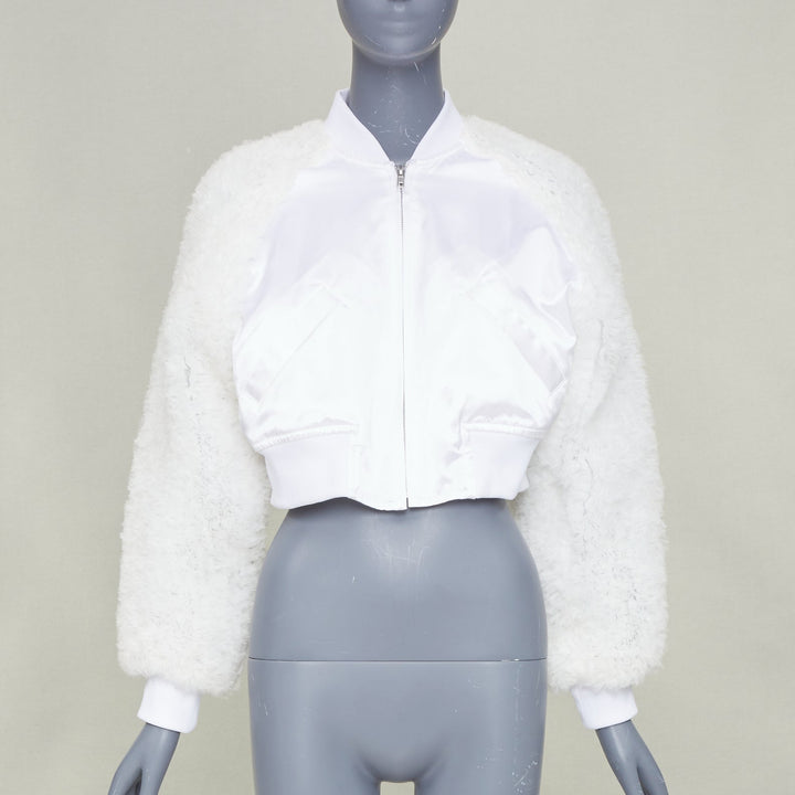 COMME DES GARCONS GIRL 2022 white tulle ruffle sleeve satin cropped jacket M