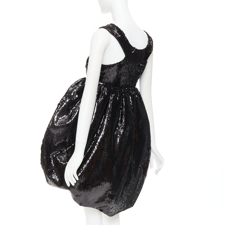 ALEXANDRE VAUTHIER COUTURE SS2025 Runway black sequinned tulle puff bubble dress