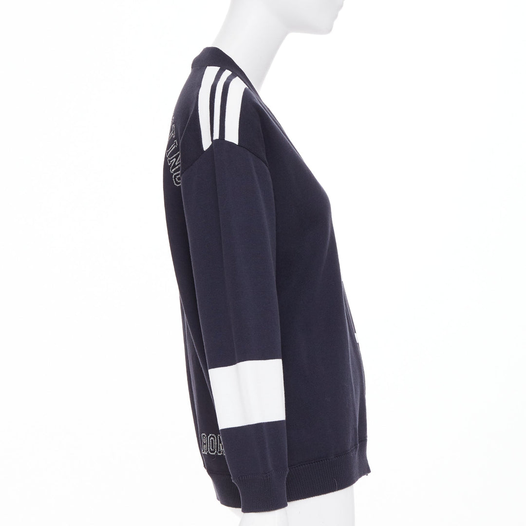 VALENTINO 2022 Vlogo Crest Laurel Crest navy white embroidery varsity cardigan S