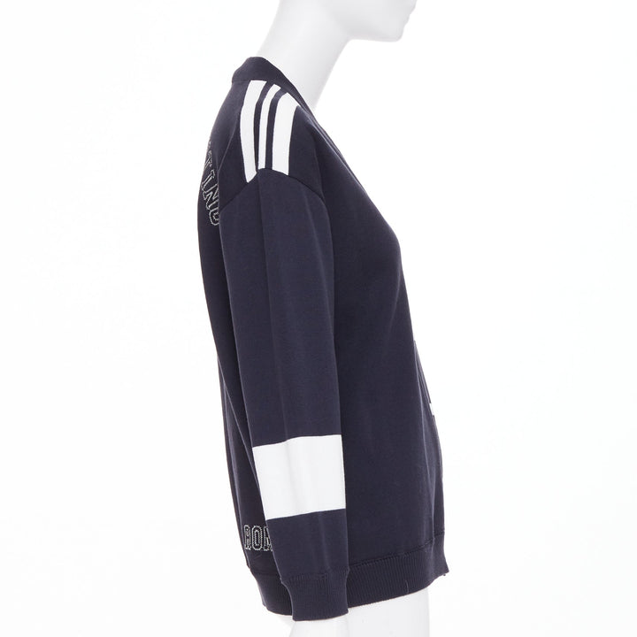 VALENTINO 2022 Vlogo Crest Laurel Crest navy white embroidery varsity cardigan S
