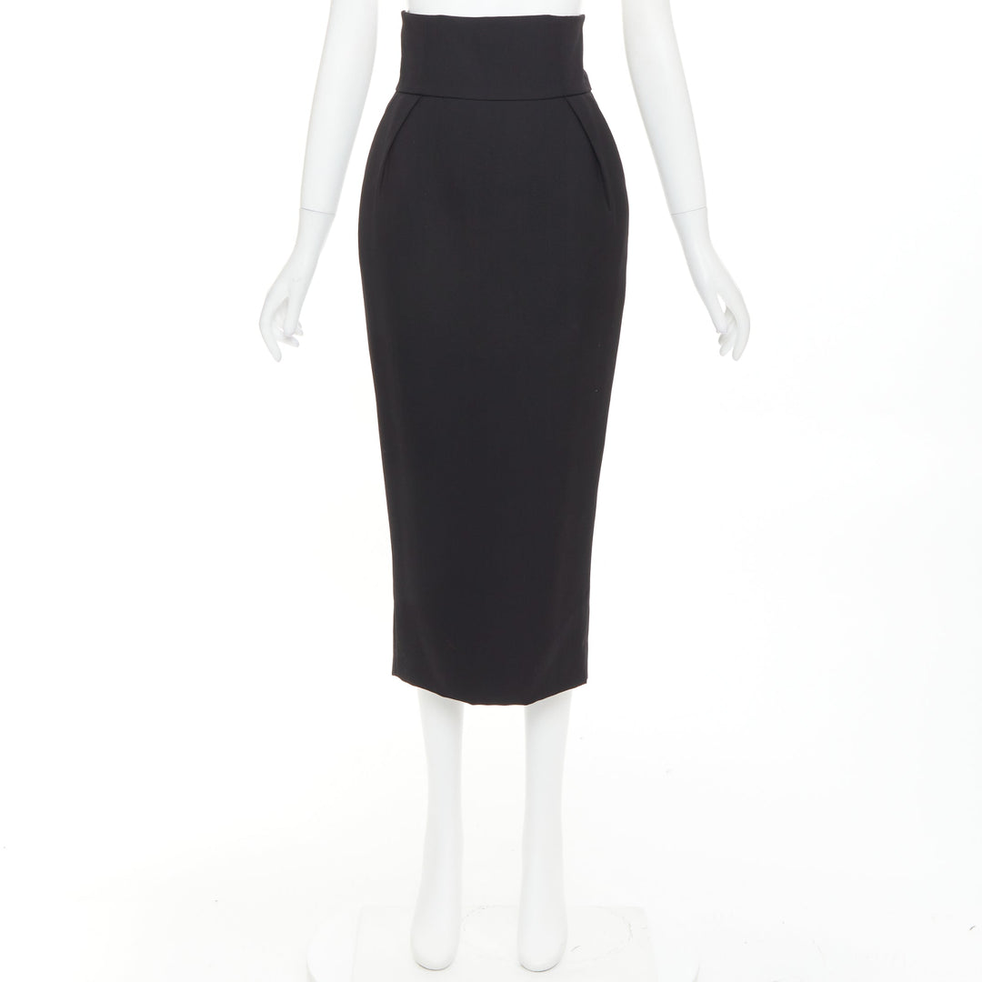 ALEXANDRE VAUTHIER COUTURE AW2019 Runway black grain de poudre high waist skirt