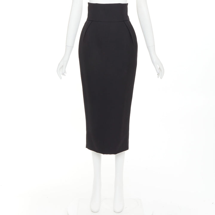 ALEXANDRE VAUTHIER COUTURE AW2019 Runway black grain de poudre high waist skirt