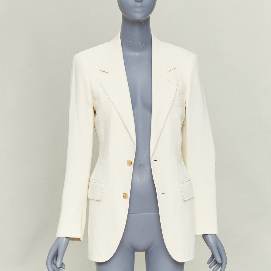 UMIT BENAN B+ off white wool blend handstitched blazer jacket IT38 XS