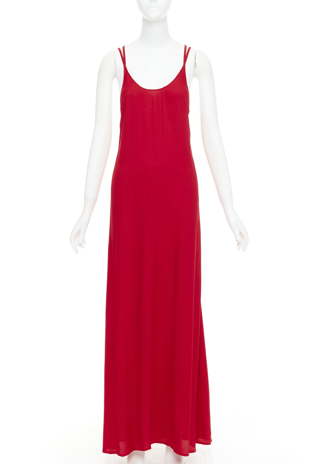 REFORMATION Miguel cherry red viscose blend criss cross open back gown XS