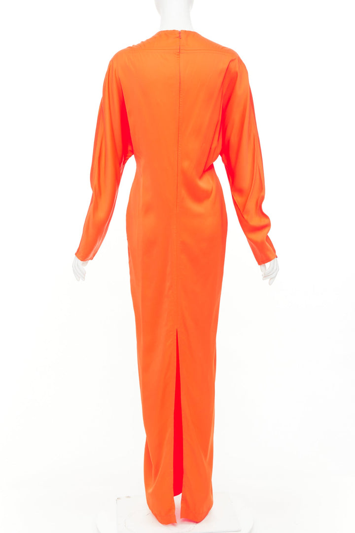 FERRAGAMO Maximilian Davis  Mandarin orange satin kimono gown dress IT40 S