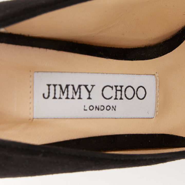 JIMMY CHOO Romy 100 classic black calf suede pointed toe stiletto pumps EU36 US6