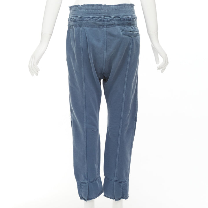 HAIDER ACKERMANN Perth blue washed fabric darted panelled back jogger pants XS