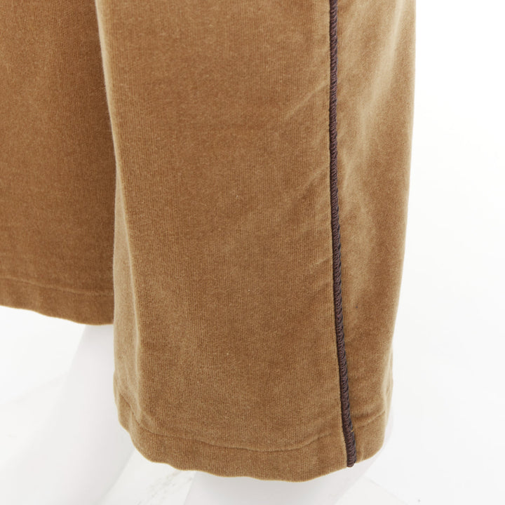 BOTTEGA VENETA tan brown velvet piped side tab pants IT38 XS