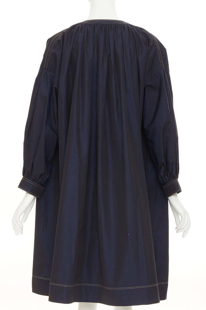 GIVENCHY 2020 navy cotton gold 4G totem button tent dress FR36 S