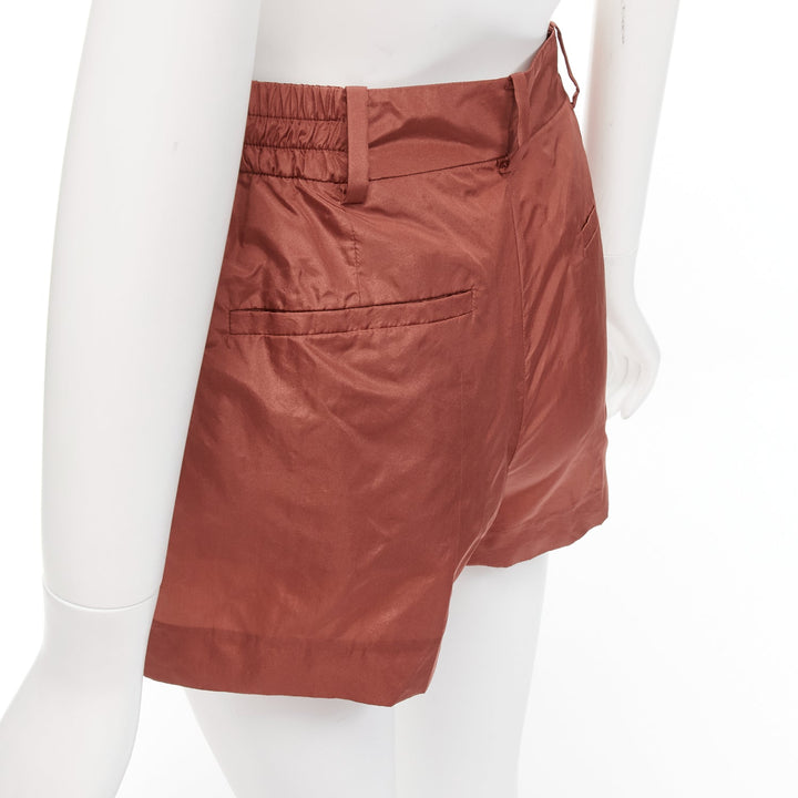 VALENTINO 2021 Piccioli 100% silk brick red high waisted dress shorts IT36 XXS