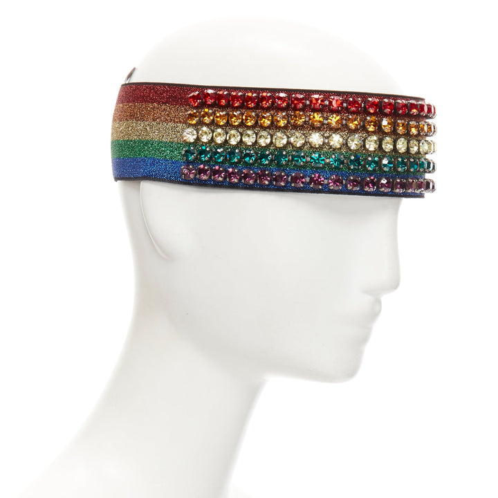 GUCCI Webby rhinestone crystal encrusted Rainbow Web headband