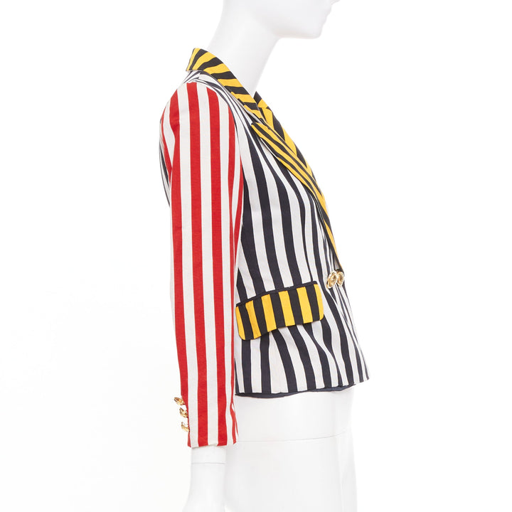 MOSCHINO Cheap & Chic Vintage striped cotton blend cropped blazer IT38 XS