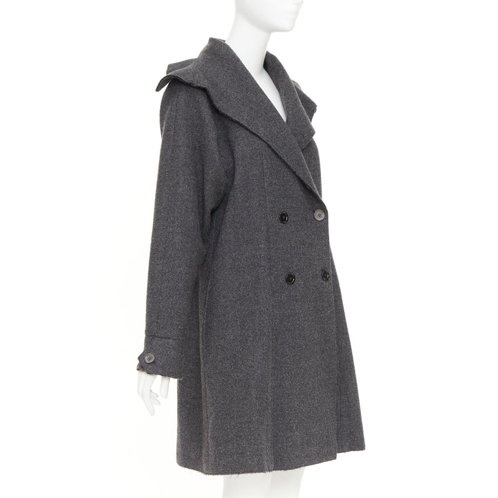 CHANEL 2011 Byzance grey wool oversized cape collar double breasted coat
