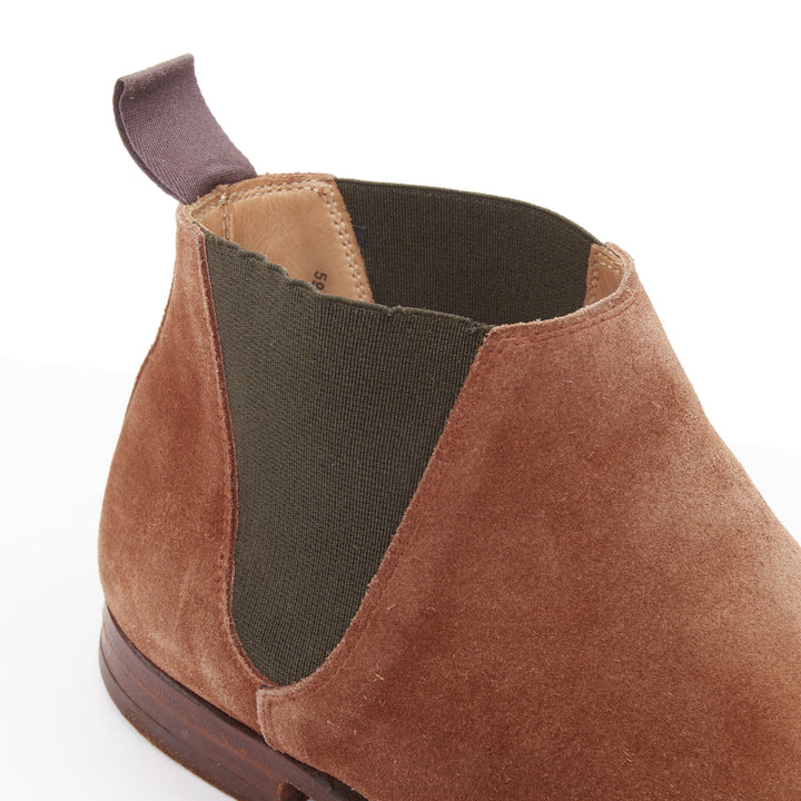 CROCKETT & JONES Chelsea tan brown repello suede ankle boots UK6.5 EU40.5