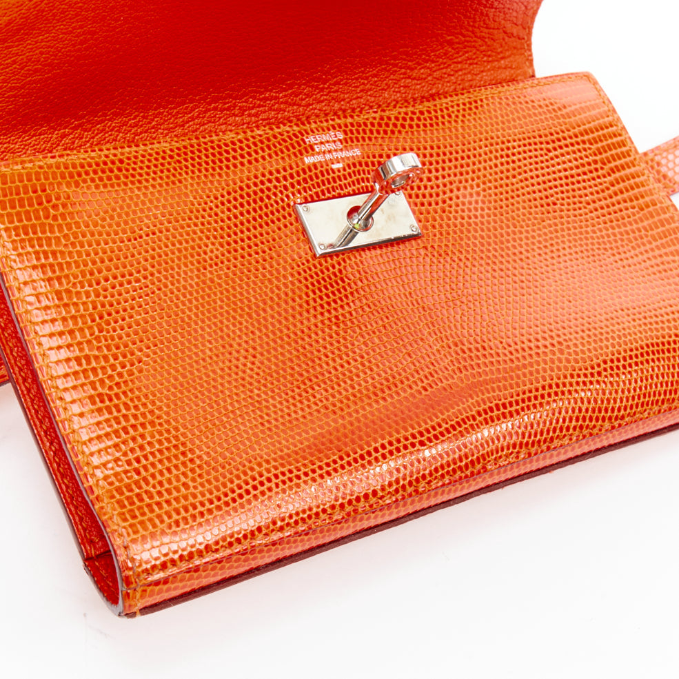 HERMES Kelly Short orange shiny liz leather PHW classic wallet