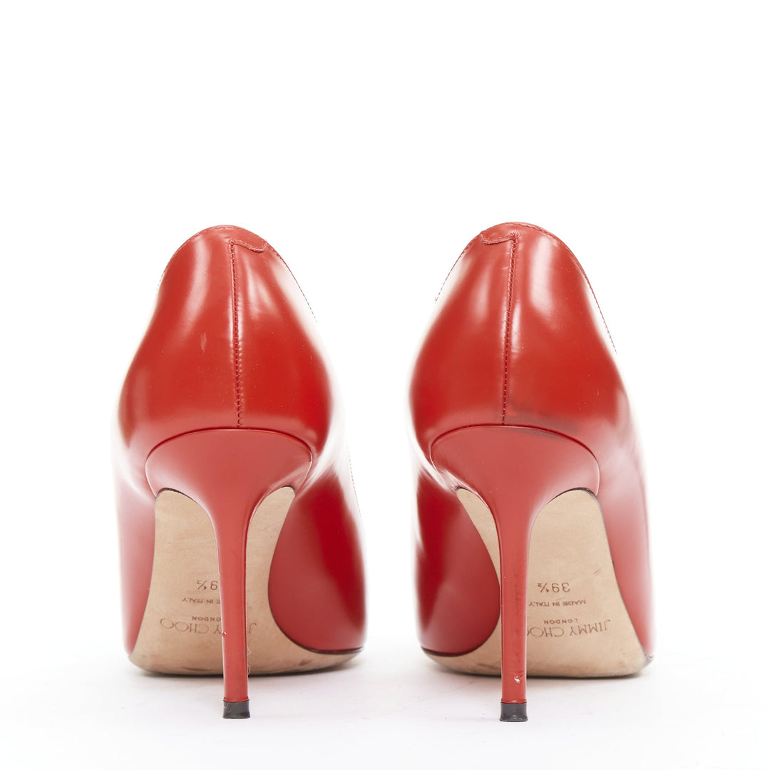 JIMMY CHOO Romy 85 red leather pointy toes stiletto heeled pumps EU39.5
