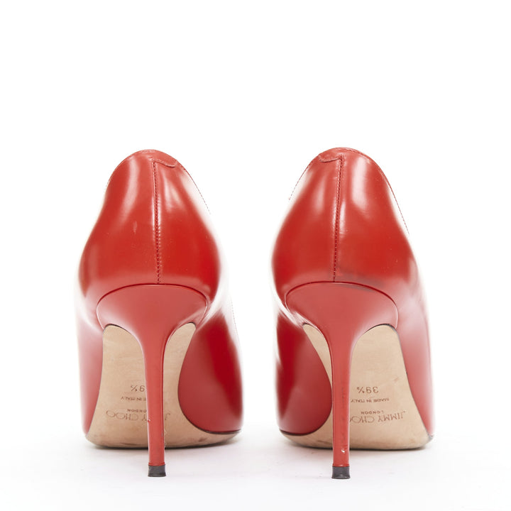 JIMMY CHOO Romy 85 red leather pointy toes stiletto heeled pumps EU39.5