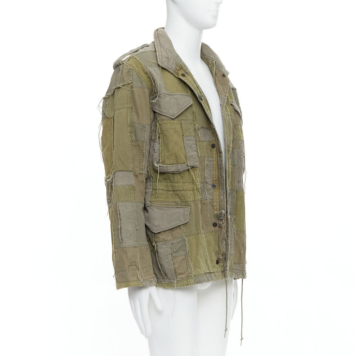 JUNYA WATANABE 2006 M65 green frayed patchwork field coat XS