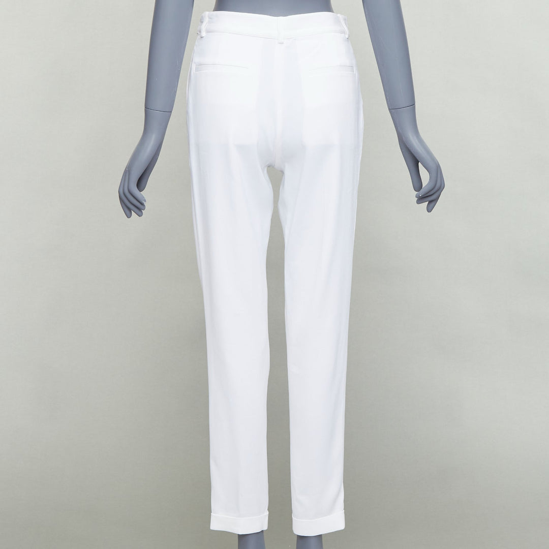 PHILOSOPHY white bronze crest buttons pleated tapered pants IT38 XS