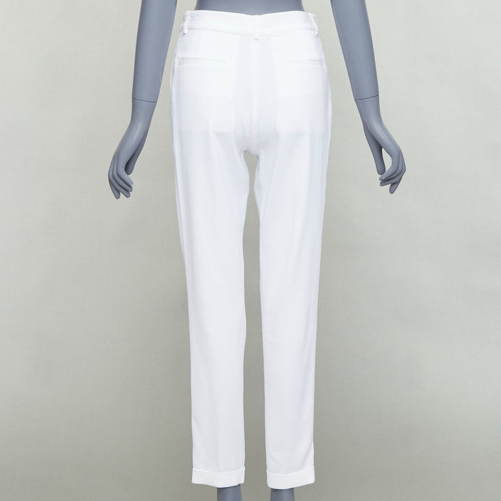 PHILOSOPHY white bronze crest buttons pleated tapered pants IT38 XS