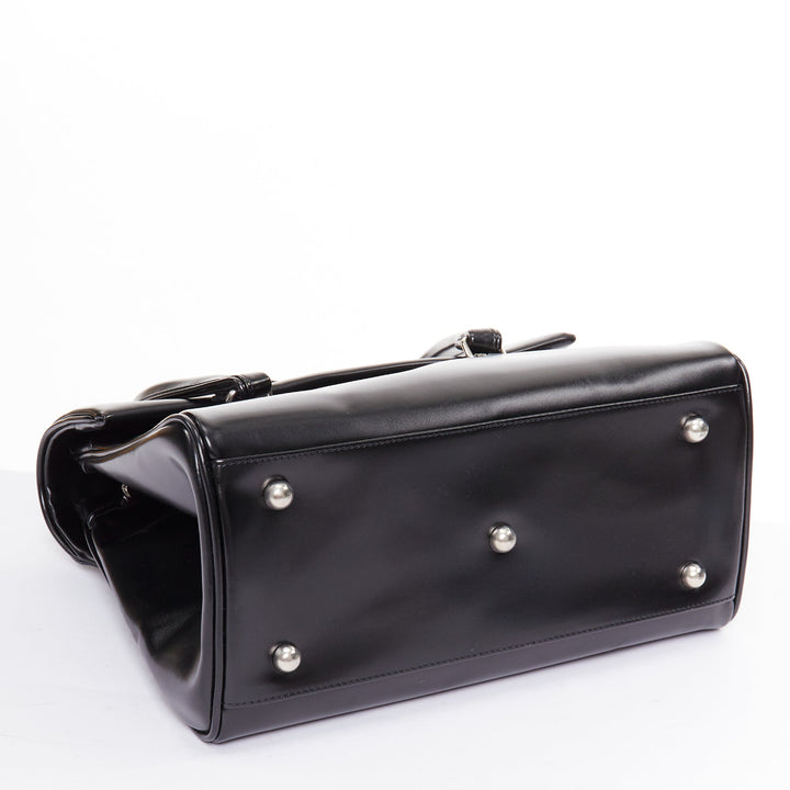COMME DES GARCONS CDG black buffed faux leather foldover duffle bag