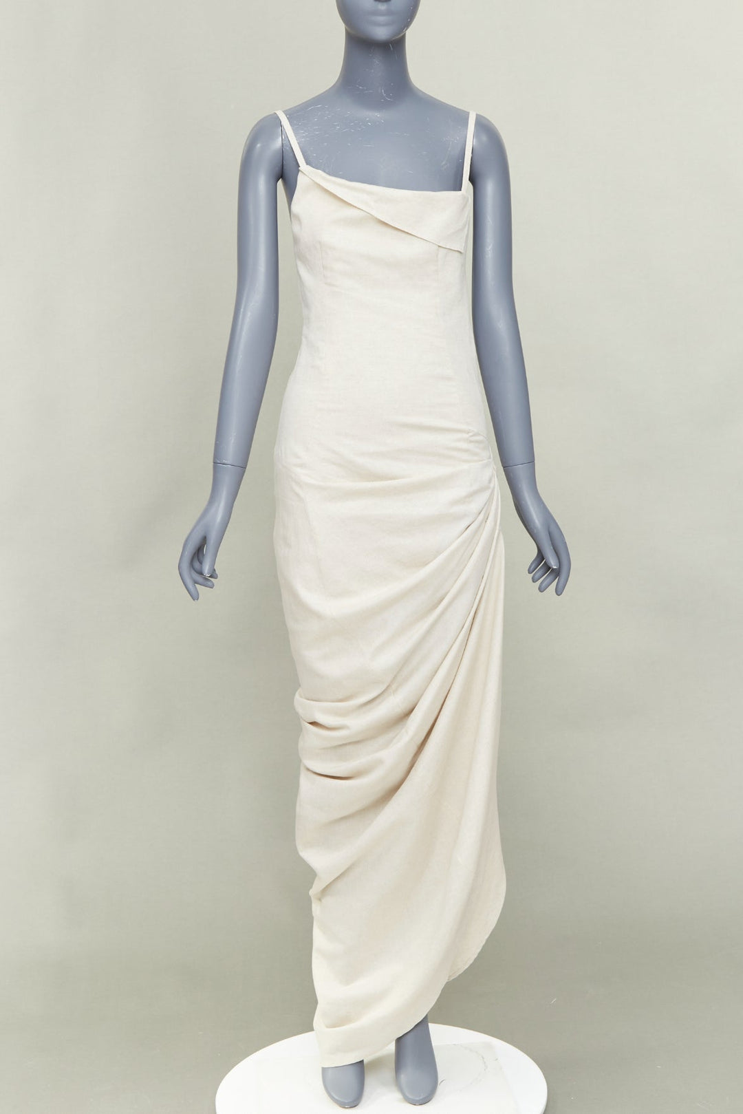 JACQUEMUS 2020 Runway La Robe Saudade cotton linen draped maxi dress FR34 XS