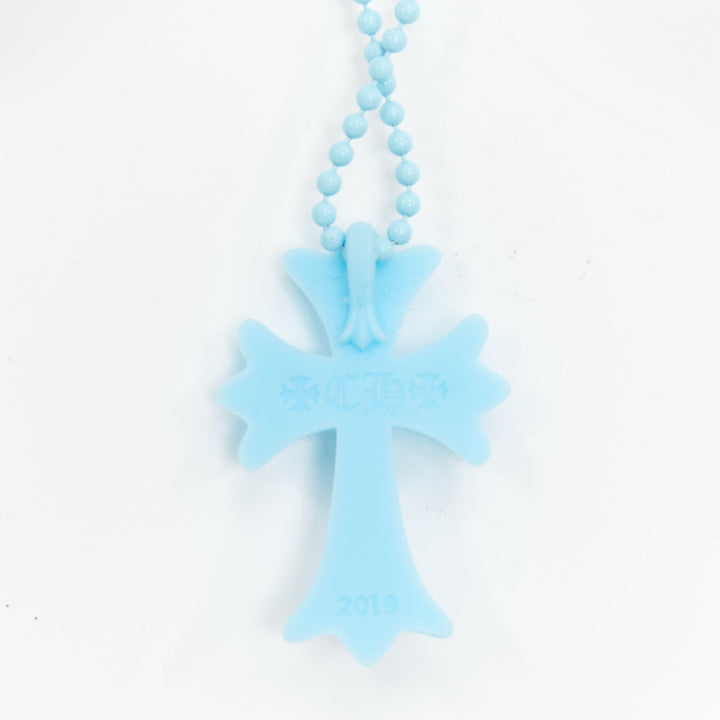 CHROME HEARTS 2019 Silichrome CH Cross Necklace sky blue silicone necklace