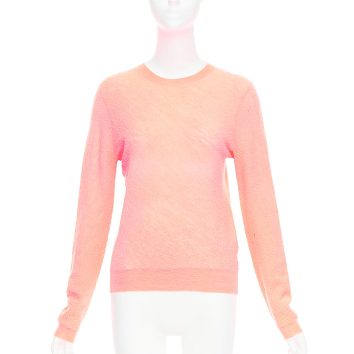 OLD CELINE Phoebe Philo neon coral pink wool knitted sweater S