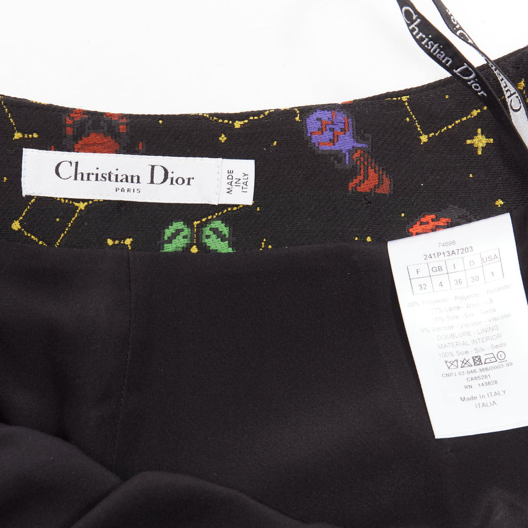 DIOR Lucky Dior black colorful astrology jacquard high waisted shorts FR32 XXS
