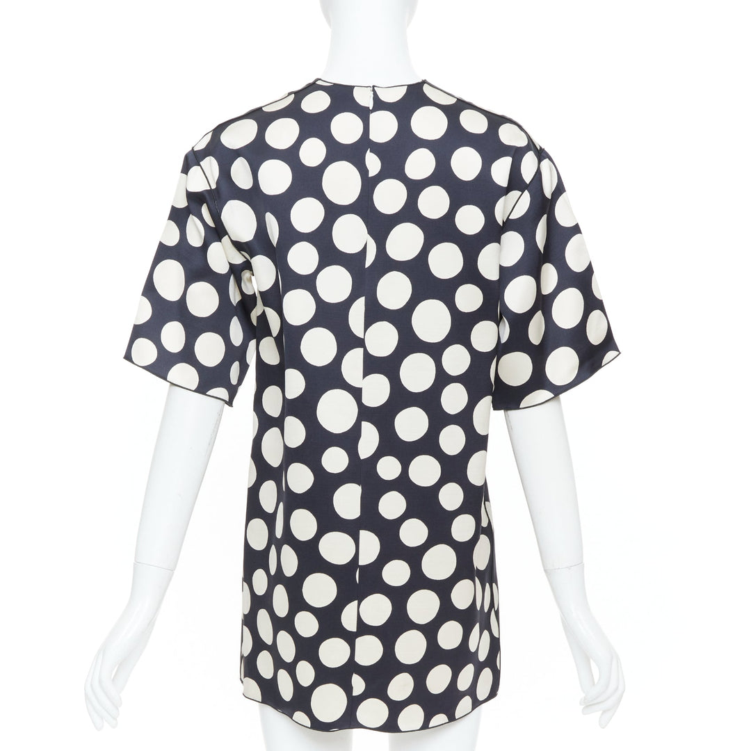 CELINE 2013 Runway Phoebe Philo polka dot silk wool oversized tunic top FR34 XS