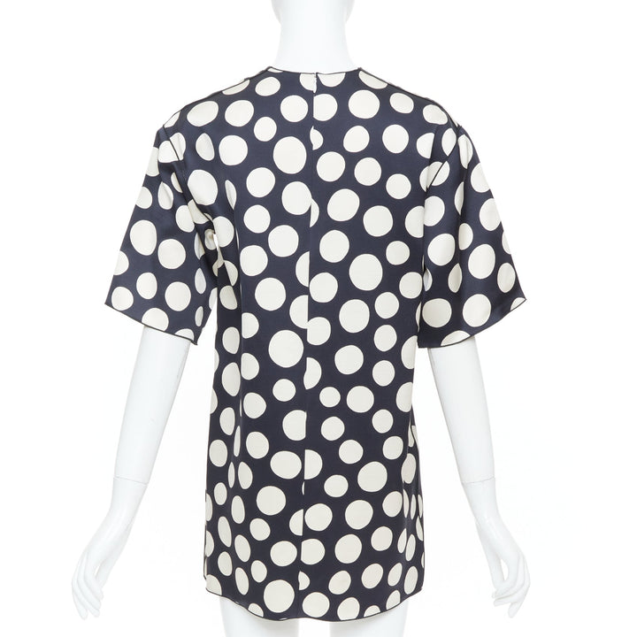CELINE 2013 Runway Phoebe Philo polka dot silk wool oversized tunic top FR34 XS