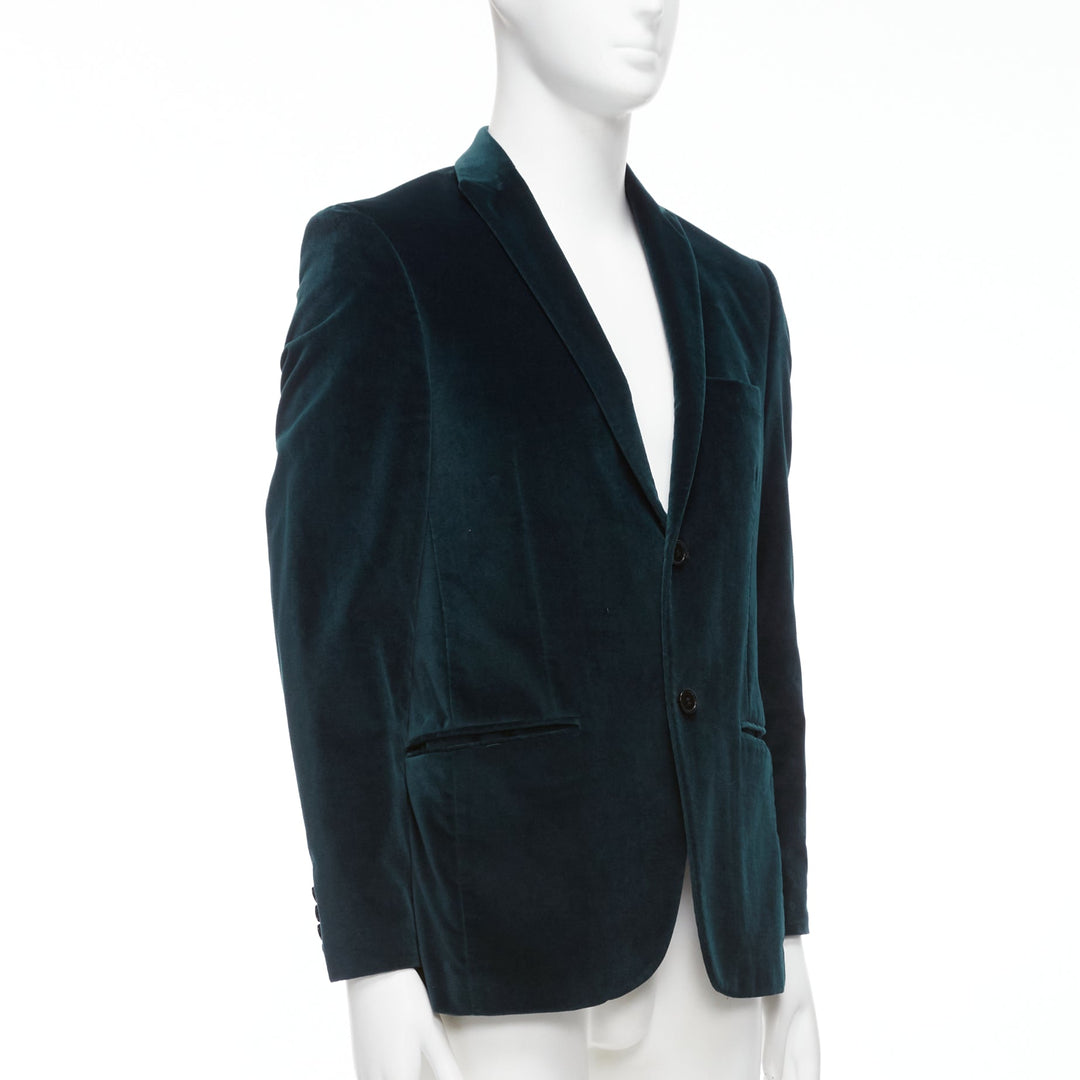 KENZO dark teal cotton velvet plus fit single breasted blazer IT48 M