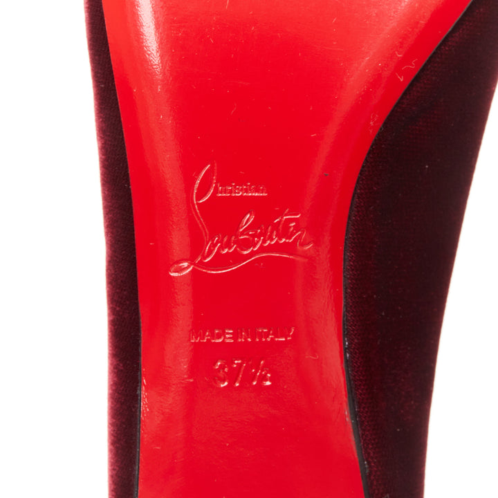 CHRISTIAN LOUBOUTIN Minnie Flat Velvet Flannel rouge ballerina flats EU37.5