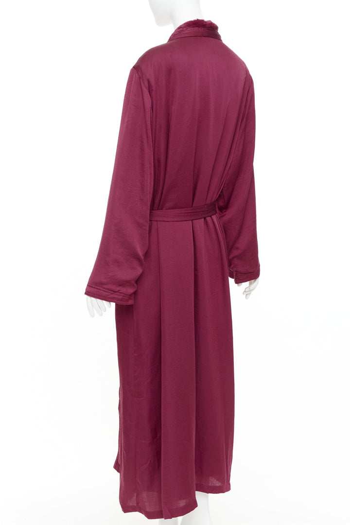 DONNA KARAN Sleepwear burgundy red towel lined belted bath robe M